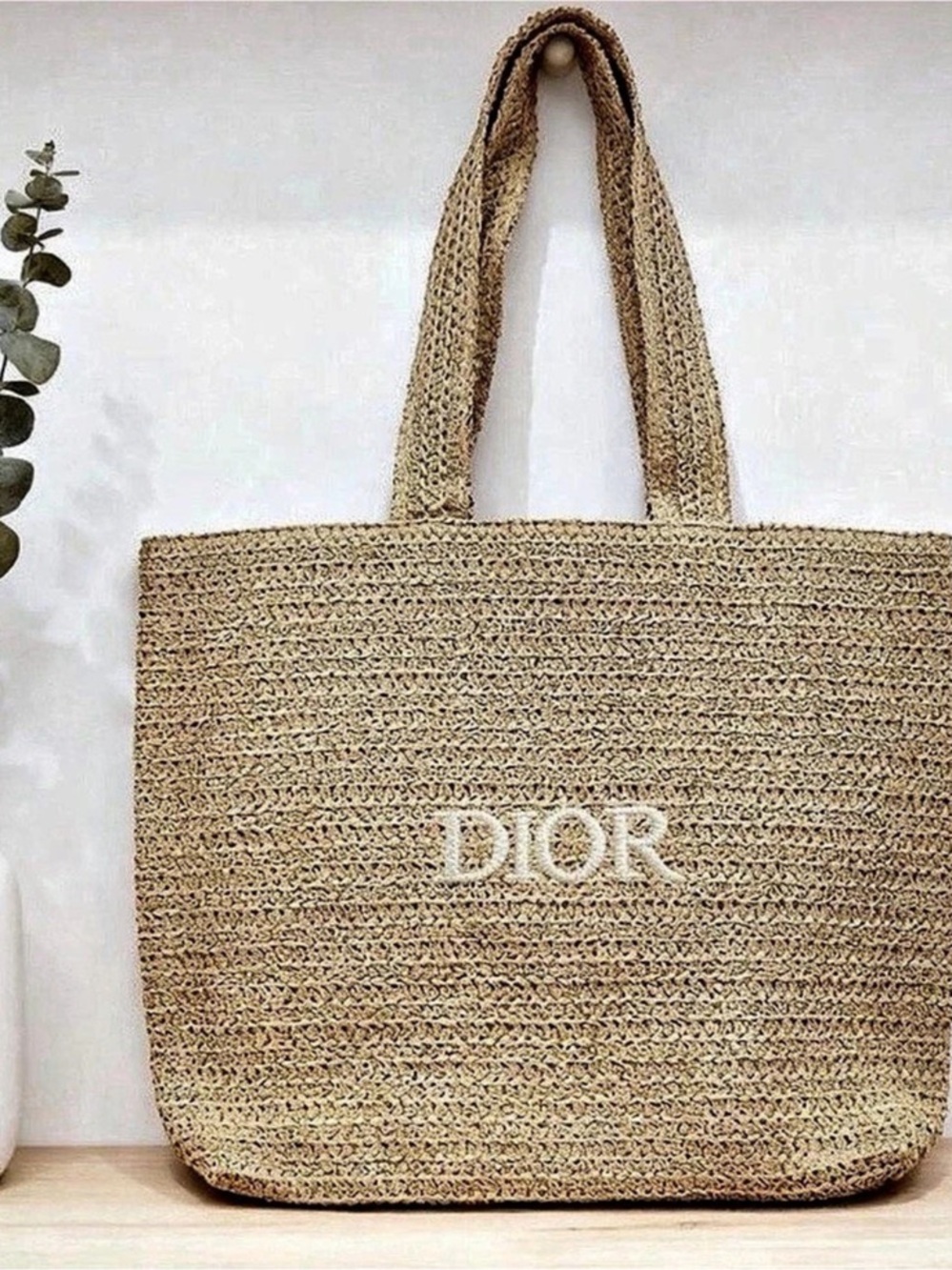 NWT Dior Woven Tote in Beige